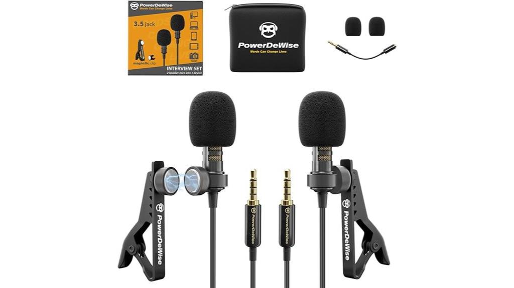 dual clip on microphones for interviews