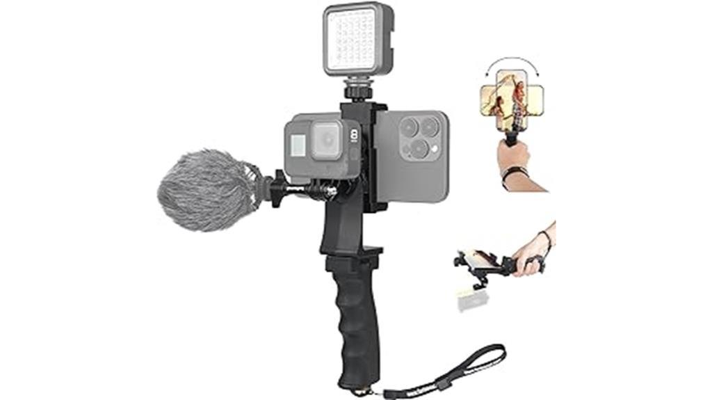 ergonomic stabilizer mount for action camera and smartphone