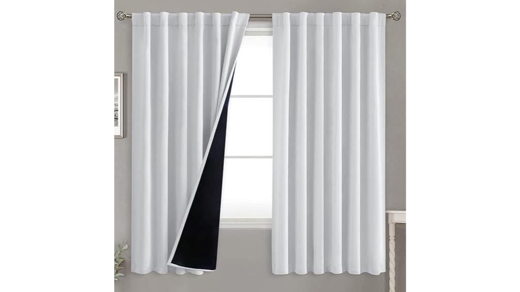 greyish white blackout curtains