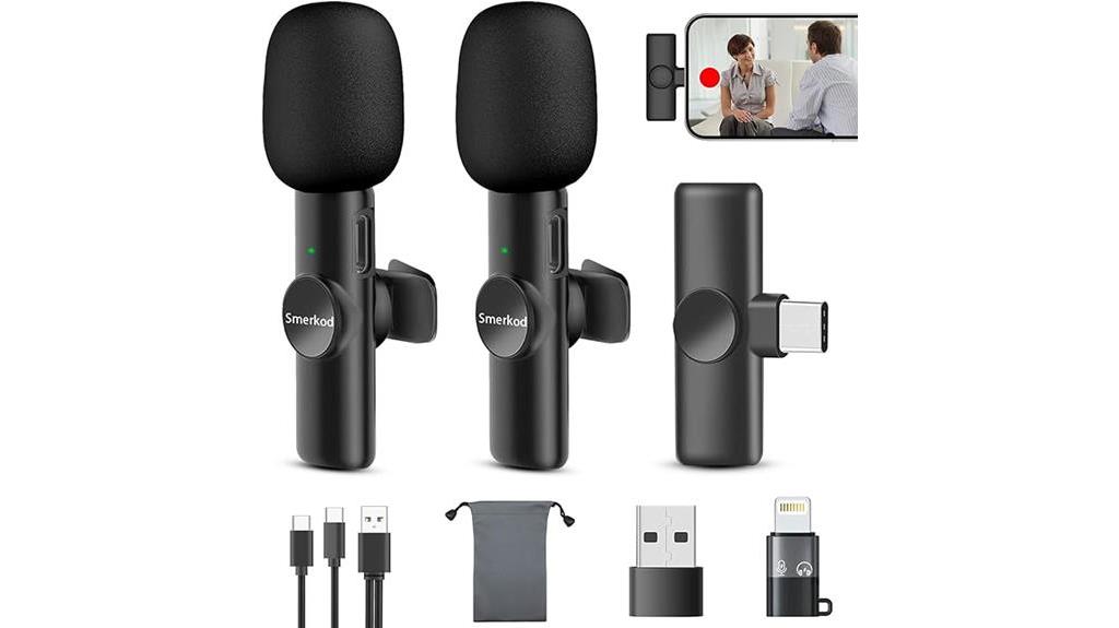 wireless lavalier microphone for iphone ipad android phone computer